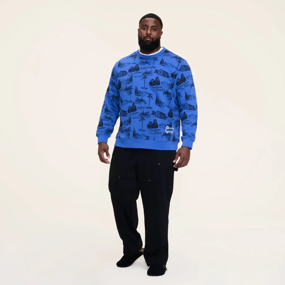 Woolrich x Target Men's M / Medium Toile Print Pullover Sweatshirt Blue Crewneck